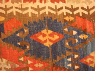 Antique Central Anatolian Kilim wonderful colours and  nice condition all orginal  it has some repair size:3,85 X 1,55 cm ( 5''1 X12''6 foot) circa 1880      