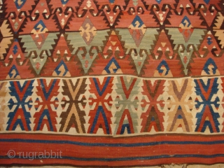 Antique Central Anatolian Kilim wonderful colours and  nice condition all orginal  it has some repair size:4,00 X 1,44 cm (4''7 X 13''1 foot) circa 1850      
