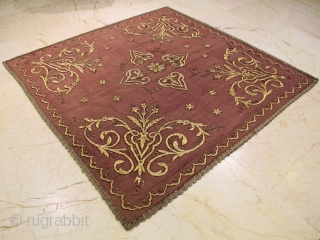 Ottoman golden thread  size 92x92 cm Circa 1870                        