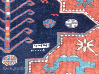 Antique caucassian cloudband kasak rug very nice colors and very good condition all original size 3,87x2,17 cm Circa 1910 it has arabic calander 1332         