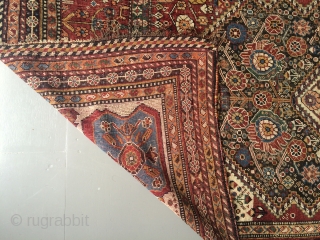 Fine and colorful antique Qasshgai rug 100x200 cm
Worn                         
