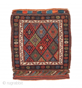 Kurdish Bag-face, Late 19th century, Great colours, High pile, Not restored, Size: 75 x 64 cm. ( 29.5 x 25.2 inch ) 
          