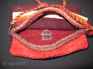 Qashqai Chanteh, Gabbeh design, First half 20th century, Excellent condition, Not restored, Size: 26 x 25 cm. 10.2" x 9.8".             