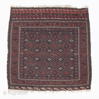 Baluch bagface, Circa 1900, All natural colours with silk, Not restored, Size: 83 x 81 cm (33.5 x 32 inch).             