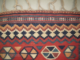 Qashqai little kilim, early 20th century, Rare size, Original condition, Great colors, Not restored, Size: 100 x 95 cm. 39.5" x 37.5" inch.          