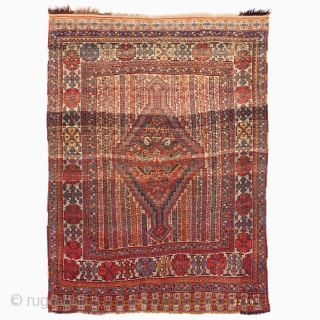 Khamseh rug, Late 19th century, Great condition, Some invisible repiling with old wool, Original sides and ends, Size: 183 x 142 cm. ( 72.0 x 55.9 inch ).     