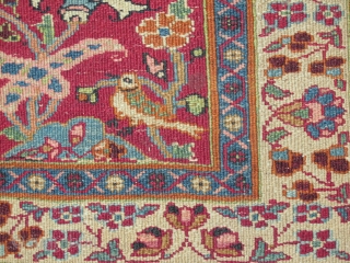 Indian-Agra small rug, 19th century, Natural dyes with original condition, No repair, Size: 81 x 71 cm.                