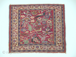 Indian-Agra small rug, 19th century, Natural dyes with original condition, No repair, Size: 81 x 71 cm.                