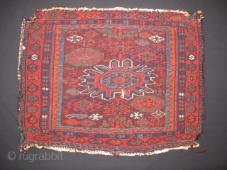 Kurdish Jaff bag-face, Late 19th century, Good pile, Not restored, all natural colors, Size: 60 x 42 cm. 24" x 16.5".            