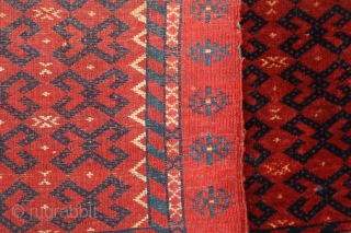 A Salor? Torba, Central Turkestan, Very nice colours with shiny wool and silk, fine quality, In original condition, Not restored, Early 19th century? 106 x 42 cm.      