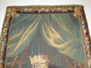 Antique Flemish Tapestry, 18th century, Some old repair, Original size: 270 x 105 cm. 8.86 x 3.44 feet.               