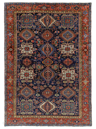 Serapi-Karajeh, Northwest Iran, Late 19th century, Good condition, All natural colors, Not restored, Size: 322 x 240 cm. (126 x 94 in.)           