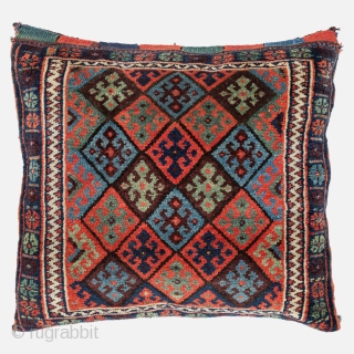 Kurdish Jaff bag, Circa 1900, Excellent condition, High pile, Great colours, Not restored, Size: 62 x 60 cm. (24.5 x 23.5 inch). For more pieces please visit my website: www.sadeghmemarian.com   