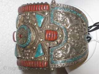 Tibetan Bracelet.Made of Silver,Coral and Turqouise                           