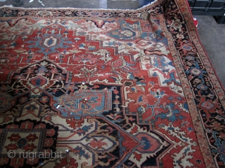 Late 19th Century Antique Persian Serapis Heriz Rug showcase the finest grade of Heriz in terms of design, weave and color and this rug has it all.


At the center of the rich  ...