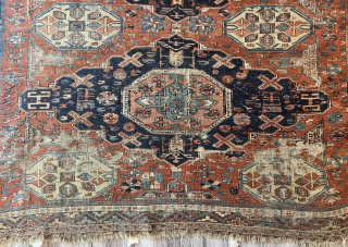 This is an 8’ X 6.9’ FT Caucasian sumak carpet. Very rare and old.                   