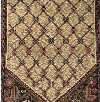 
Antique Bidjar Rug 

Antique Bidjar Rug 4' x 7.3’  Wool foundations, as here, characterize the extremely robust weaving of the Kurds in and around Bidjar.  The camel hair-colored lattice center  ...
