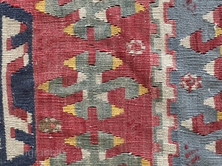 ANTIQUE PER'SIAN BIJAR (BIDJAR) KILIM Size : 5' X 6.3'
As you can see in the photos, this is an extraordinary textile that has survived for a very long time.
This tribal Kilm rug  ...
