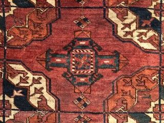 Tekke main carpet.Circa 1800. 239 x 183 cm.                         