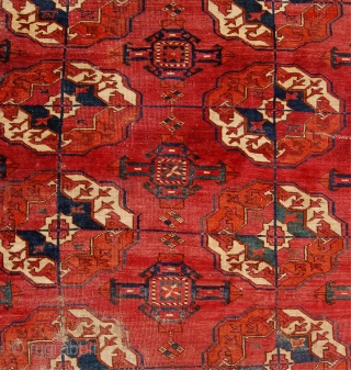 Tekke main carpet.Circa 1800. 239 x 183 cm.                         