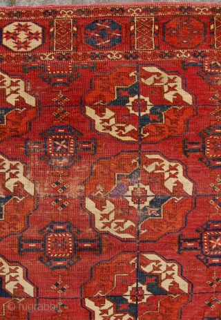 Tekke main carpet.Circa 1800. 239 x 183 cm.                         