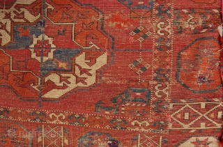 Tekke main carpet.Circa 1800. 239 x 183 cm.                         