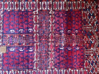 Small Tekke Ensi with good colors and shinny wool and a small hole                    