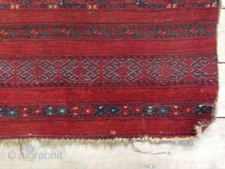 Turkoman Chuval fragment from the rare fully piled fine weave group. This item needs to be seen to appreciate its many qualities.           