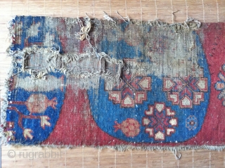 Fine East Turkestan Kotan fragment. This is a beautiful and fine fragment of Chinese East Turkestan carpet. It's well traveled and experienced over 300 years of silk road history.
Size:big bit 30"x 45"  ...