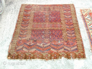 lovely Tekke ensi size 146 x 120 cm.
Many interesting and early features including amulets and a great elem. Very  grubby will clean well and has an antique repair down center .
great  ...