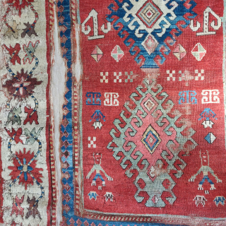 Fantastic old Kazak, mounted and presentable. Superior color, wool, and drawing. Former Dixon collection piece.                  