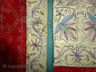Drapery 19th cent. Two separate draperies 125 x 246 and 123 x 241 cm.
Silk embroidery on thin wool foundation. Every coloured fondation are in separate pieces, sewn together.
Provenance: Swedish mansion.
Origin: Probably Persia  ...