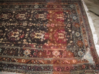 19th century Agra carpet needs repair measuring 12 x 6 ft.                      