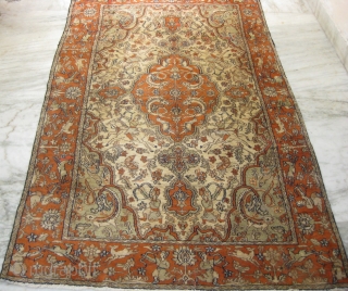 An old Indian hunting carpet, few re-paired areas, size: 6 x 4 feet approx.                   