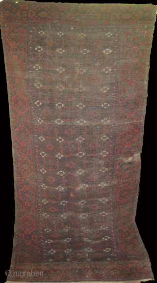 Baluch rug with wear throughout, measuring 6.9 x 3.4 ft                       