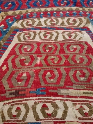Anadolu Konya rugs, 18th century, a rare piece, it has not been repaired before, it was sewn on an original, protective cloth, its dimensions are 115 cm wide / length 310 cm.  ...