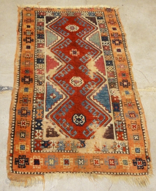 Rare Antique Konya rugs: 2’4” x 4’3” – Wool pile on wool foundation. Woven Ca. 1800.  west Anatolia

This small format Konya has saturated and magnificent colors, lustrous and soft wool, and  ...