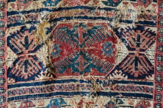 Antique Caucasian. This is the finest reverse Soumak with fantastic colors and design. Woven ca. 1870 made with the finest hand-spun natural wool.


width: 1'10"
length: 2'0"
size category: 3'x5' and smaller
dominant colors: Red, Beige  ...