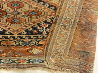 Antique Kurdish Camel Hair, possibly Bijar. Wool pile on wool foundation, second-half 19th century. All natural dyes.
3'10" x 7'2"              