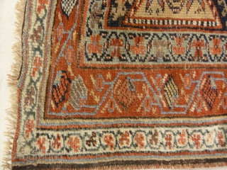 Antique Kurdish Camel Hair, possibly Bijar. Wool pile on wool foundation, second-half 19th century. All natural dyes.
3'10" x 7'2"              