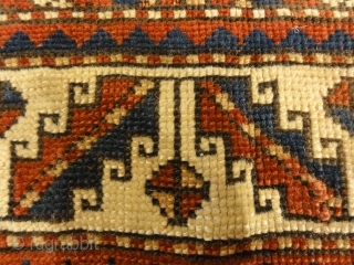 19th Century Caucasian Prayer Rug. Rare Kazak prayer rug on a gold background, ivory border. Wool foundation, red wefts, all natural colors no synthetics.         