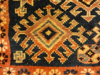 Antique  Caucasian rug, cotton foundation, with some cotton highlights, perfect condition with macrame ends.                  