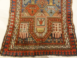 Antique Genjeh Prayer Rug. Antique Caucasian prayer rug, actually used as a prayer rug.                   