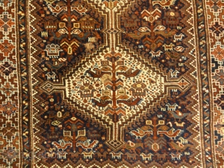  Antique Persian Kahmseh Chicken Rug - Size: 3’10” x 5’3″                      