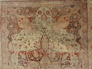 Rare Unique Kerman Area Rug are so elegant and sumptuous, and continued by Toranj motif border which is surrounded by margins and minor and narrow lines. In the world of antique Persian  ...