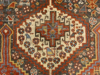 Antique Persian Khamseh Chicken Rug

4'6" x 6'3"

Khamseh rugs are greatly admired by rug experts for having fine craftsmanship and lustrous wool. Khamseh refers to a nomadic tribal group from Southwestern Iran. Similar  ...