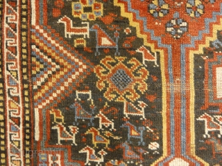 Antique Persian Khamseh Chicken Rug

4'6" x 6'3"

Khamseh rugs are greatly admired by rug experts for having fine craftsmanship and lustrous wool. Khamseh refers to a nomadic tribal group from Southwestern Iran. Similar  ...