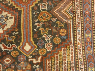 Antique Persian Khamseh Chicken Rug

4'6" x 6'3"

Khamseh rugs are greatly admired by rug experts for having fine craftsmanship and lustrous wool. Khamseh refers to a nomadic tribal group from Southwestern Iran. Similar  ...