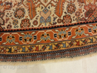 Rare Antique Qashqai with Ivory Background - Size: 4 x 6’10”                      