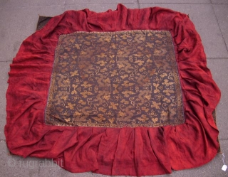 Woven textile with golden red-eyed dragons, used as an lord's table cover, 19th century                   